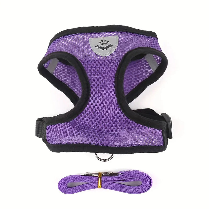 Ensemble harnais et laisse réfléchissants pour animaux de compagnie, pour chiens et chats, harnais réglable pour chiot et chat avec maille douce - HautePattes