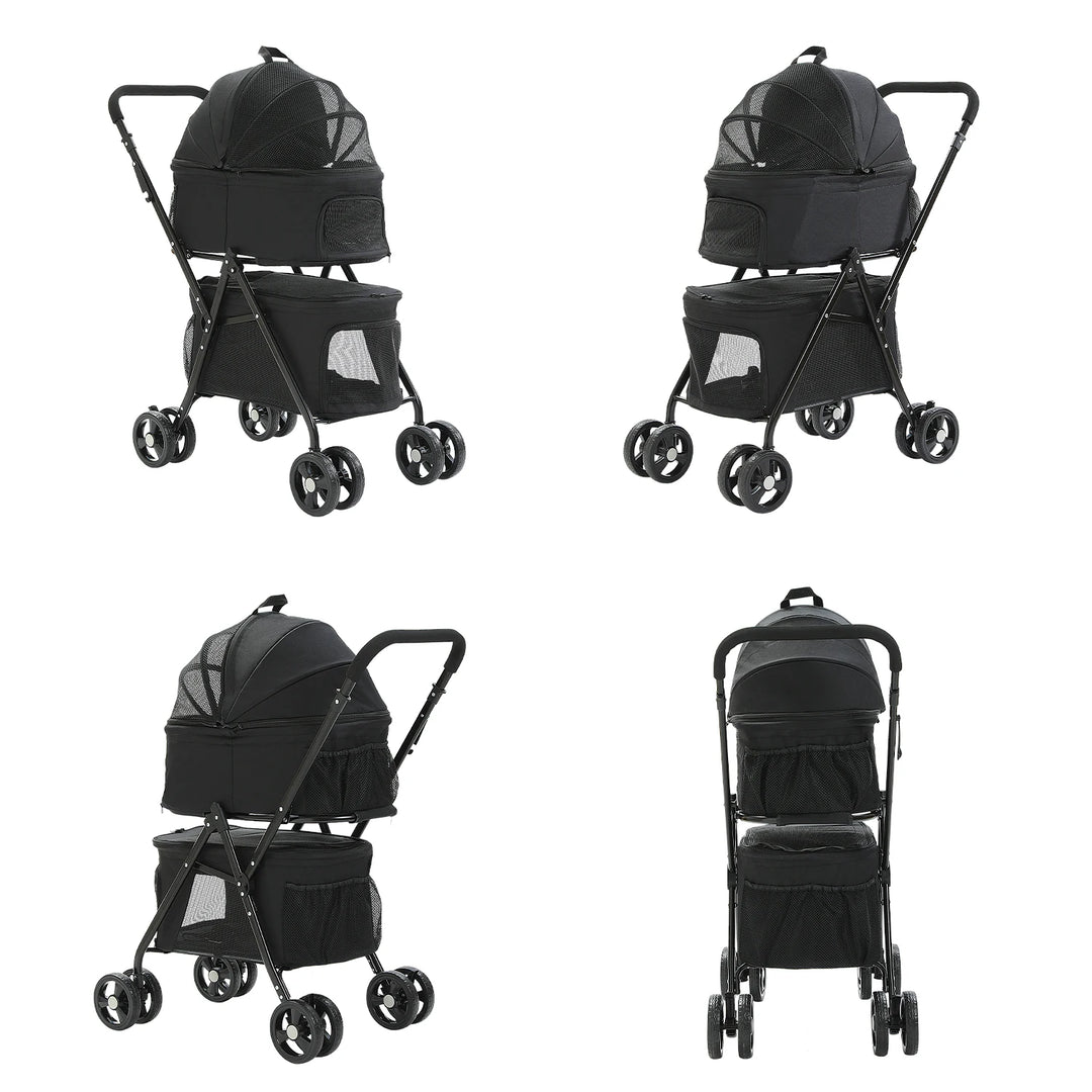 Poussette double pour petits chiens ou chats - HautePattes