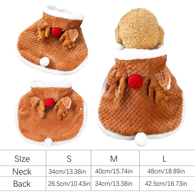 Cape de Noël renne – Déguisement doux pour chat ou petit chien