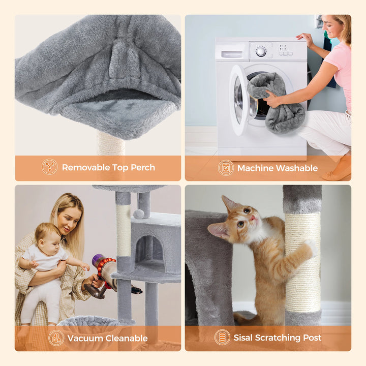 Tour à chat XXL 175 cm – 7 niveaux, hamacs XL & stabilité renforcée