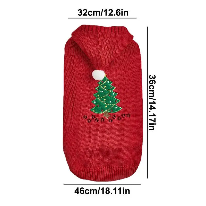 Pull de Noël chien avec bonnet assorti pour un moment magique