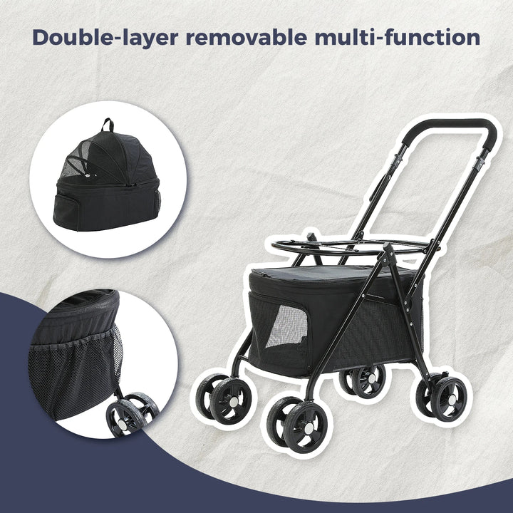Poussette double pour petits chiens ou chats - HautePattes