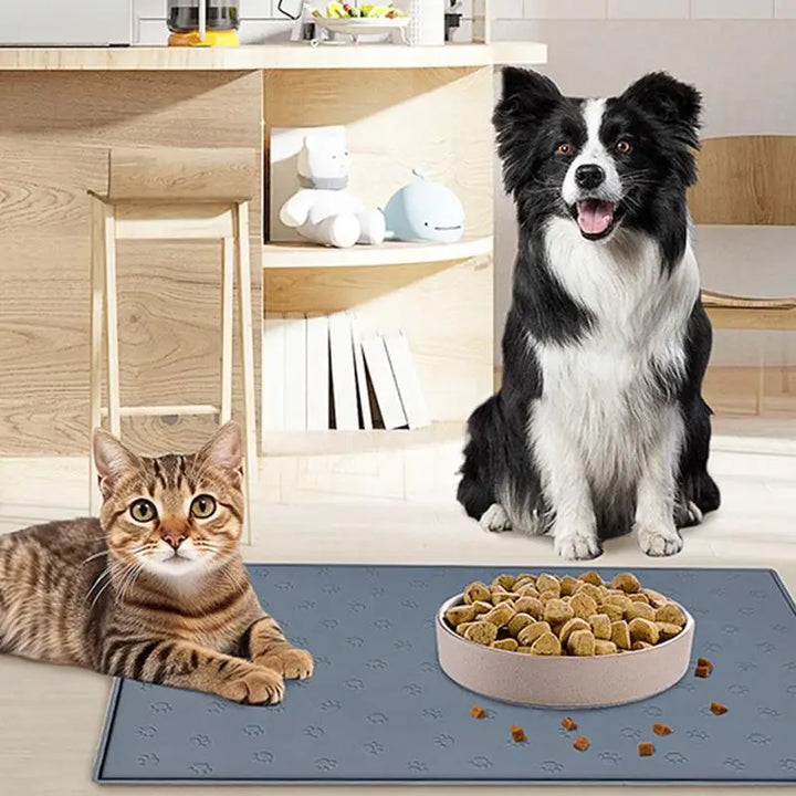 Tapis de Nourriture Antidérapant & Étanche pour Chiens et Chats – Silicone Premium - HautePattes
