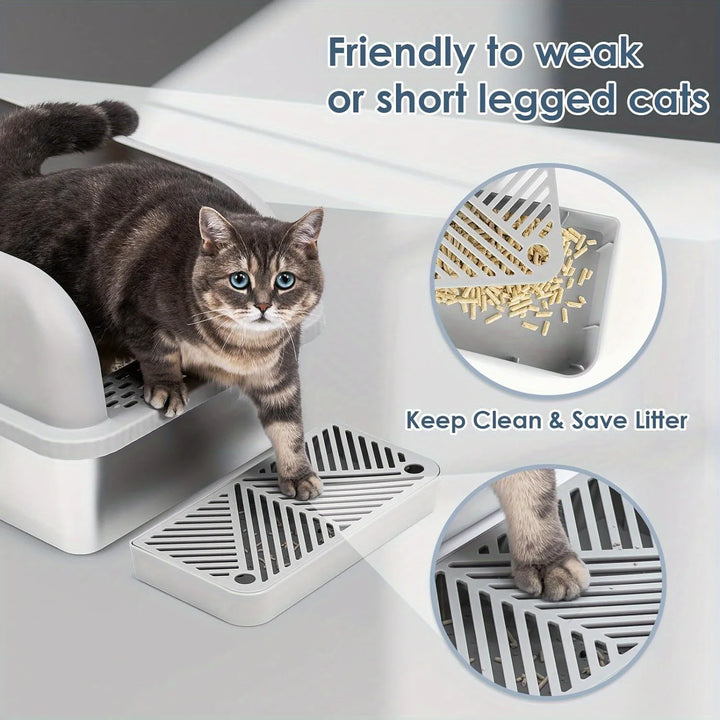 Bac à litière inox pour chat design anti-odeur premium