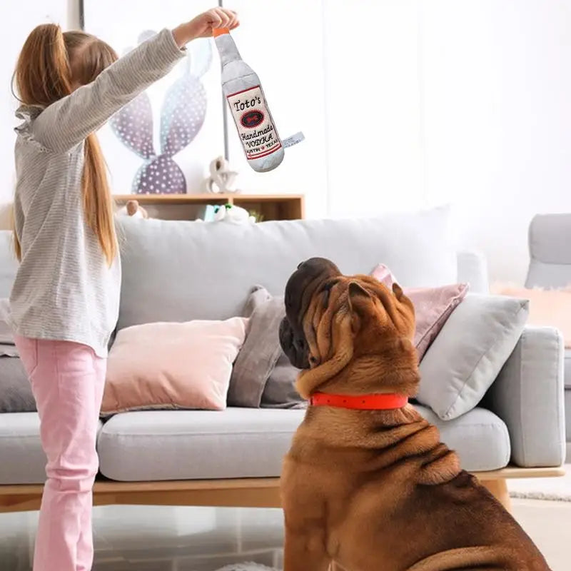 Peluche Sonore pour Chien Bouteille de Vodka - HautePattes