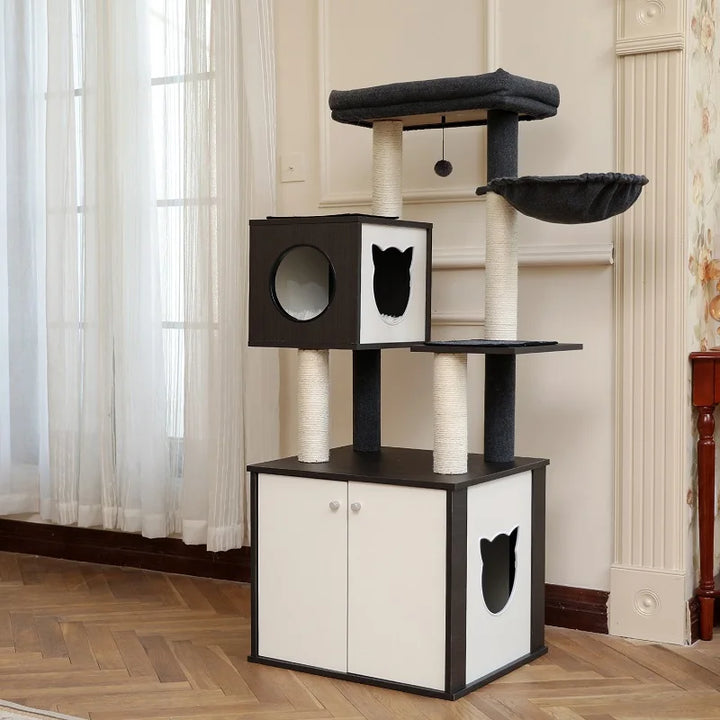 Arbre à chat design 89 cm – Élégance et confort pour petits espaces