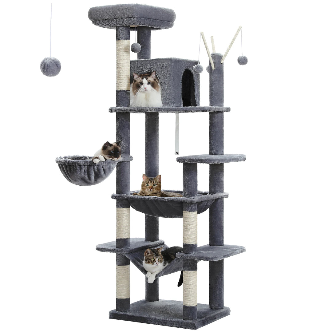 Tour à chat XXL 175 cm – 7 niveaux, hamacs XL & stabilité renforcée