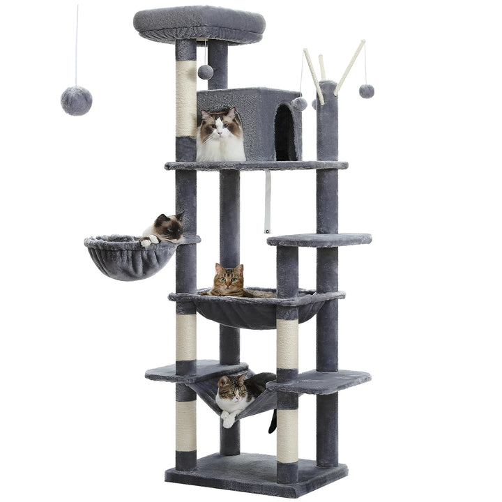 Tour à chat XXL 175 cm – 7 niveaux, hamacs XL & stabilité renforcée