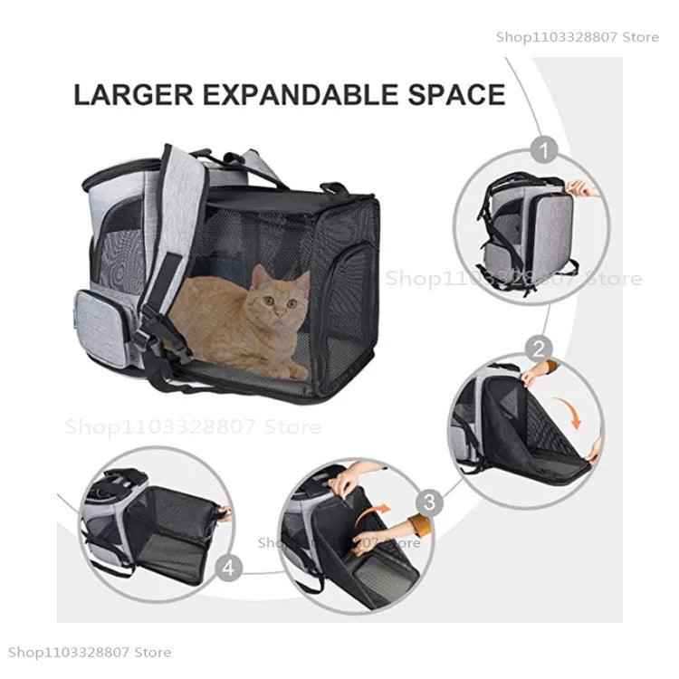 Sac à dos de Transport pour animaux de compagnie, respirant, pliable, sac de voyage, extensible, grande capacité, créatif pour chats et chiens - HautePattes