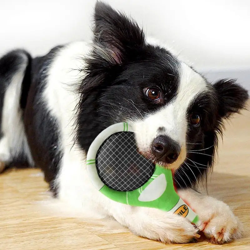 🎾 Jouet à Mâcher en Peluche – Raquette Couineuse pour Chiens - HautePattes