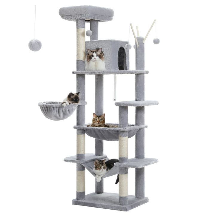 Tour féline 6 niveaux – Confort pour 4 à 6 chats, hamacs & condo XL