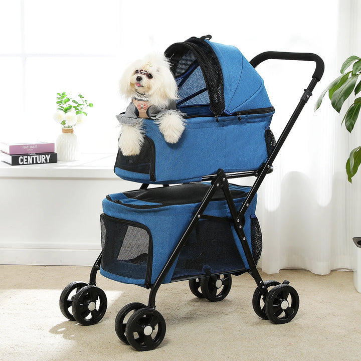 Poussette double pour petits chiens ou chats - HautePattes