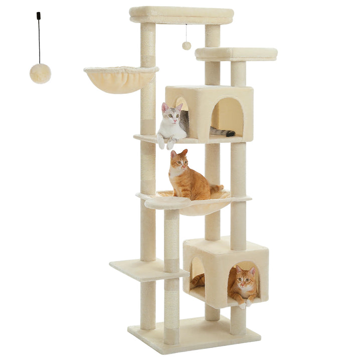 Arbre à chat XXL 175 cm – 2 hamacs, condos & griffoirs pour grands félins