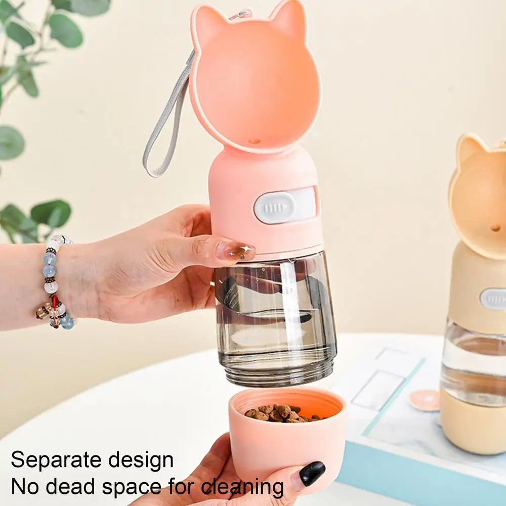 Gourde d'eau de voyage pour chien 2-en-1 avec récipient de nourriture - HautePattes