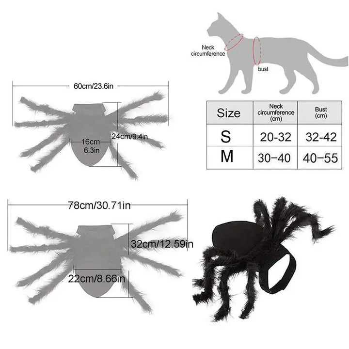 Costume Halloween araignée – Pour chat, chiot ou petit chien