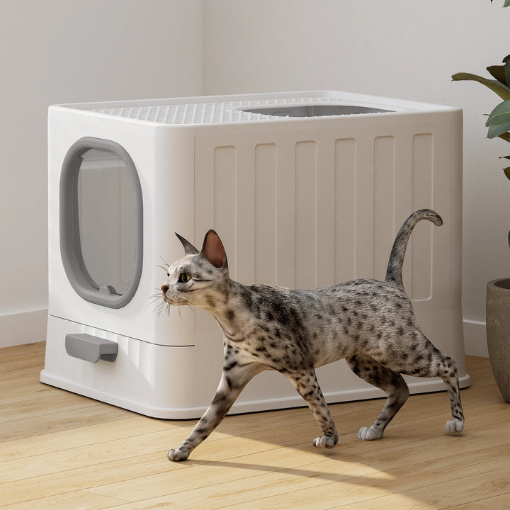 Bac à litière fermé pour chat design avec sortie par le haut