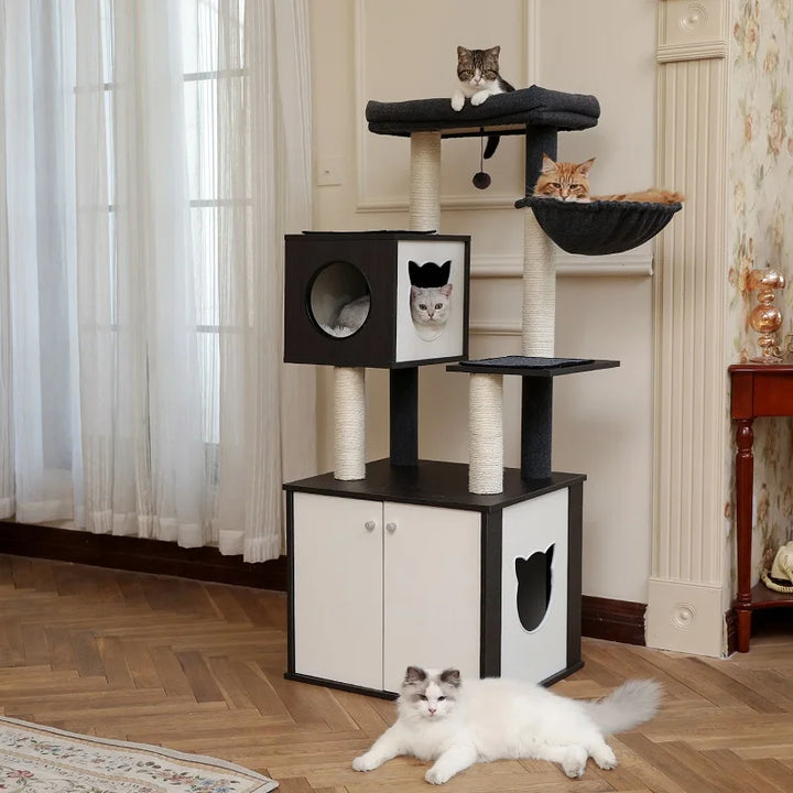 Arbre à chat design 89 cm – Élégance et confort pour petits espaces